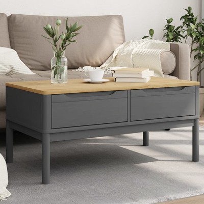 vidaXL Coffee Table FLORO Gray 39"x21.9"x17.7" Solid Pine Wood