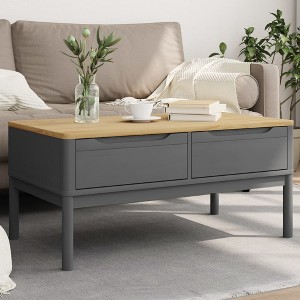 vidaXL Coffee Table FLORO Gray 39"x21.9"x17.7" Solid Pine Wood - 1 of 4