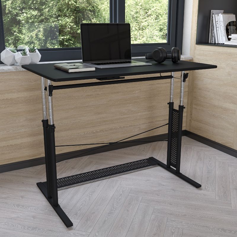 Flash Furniture Height Adjustable (27.25-35.75"H) Sit to Stand Home Office Desk, 3 of 14