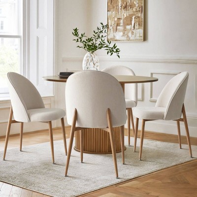 Set of 4 Modern Upholstered Dining Chairs with Oak Metal Legs Armless Kitchen Chairs for Dining Room,Living Room,Indoor Furniture-Tanpinhause