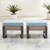 COWLOWN Light Blue 2PCS Outdoor Wicker Ottomans, All-Weather Rattan Footrests with Cushions and Steel Legs, Patio Ottoman Set for Garden, Balcony - 3 of 4