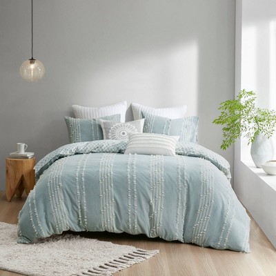 Ink+Ivy 3pc Full/Queen Kara Cotton Jacquard Comforter Set Aqua