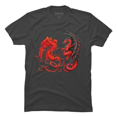 Men's Design By Humans Phoenix vs Dragon By chriskar T-Shirt