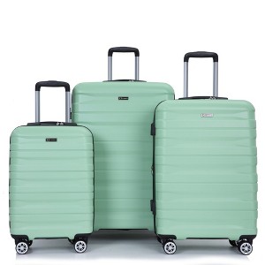 3 Piece Luggage Sets PC Lightweight & Durable Expandable Suitcase with Two Hooks, Double Spinner Wheels, TSA Lock - 1 of 4