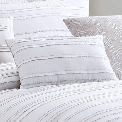 Boston White Cotton King Comforter Set with Decorative Pillows