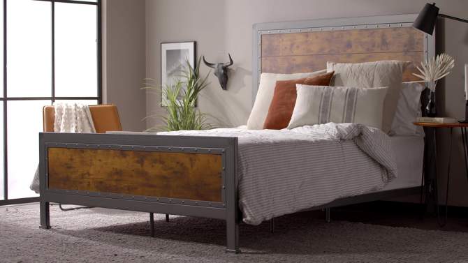 Queen Industrial Wood and Metal Bed - Saracina Home, 2 of 7, play video