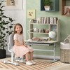 Qaba Kids Desk and Chair Set, Height Adjustable Children Study Desk for Kids with Tiltable Desktop, Hutch and Storage Drawer for Ages 3-12, Gray - 2 of 4