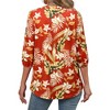 Nlife Women's Casual V Neck Floral Print 3/4 Length Sleeve Blouses Tropical Hawaiian Shirt Tops - 4 of 4