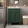 Vynxaria 24 inch Sage Green Single Sink Freestanding Bath Vanity with White Ceramic Top Two Soft Close Doors One Tip Out Drawer Adjustable Shelf - 2 of 4