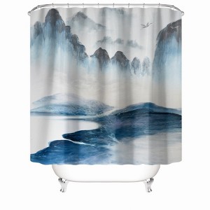 Ink Landscape Painting Shower Curtains for Bathroom Waterproof Fabric Bath Curtain Durable Soft Stylish Bathroom Decor 72x72 Inch - 1 of 1