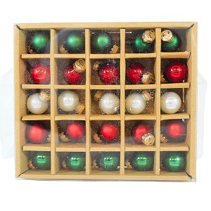 Kat + Annie 0.75 In Glass Mini Ball Ornaments Shiny Christmas Tree Ornament Sets - 1 of 3