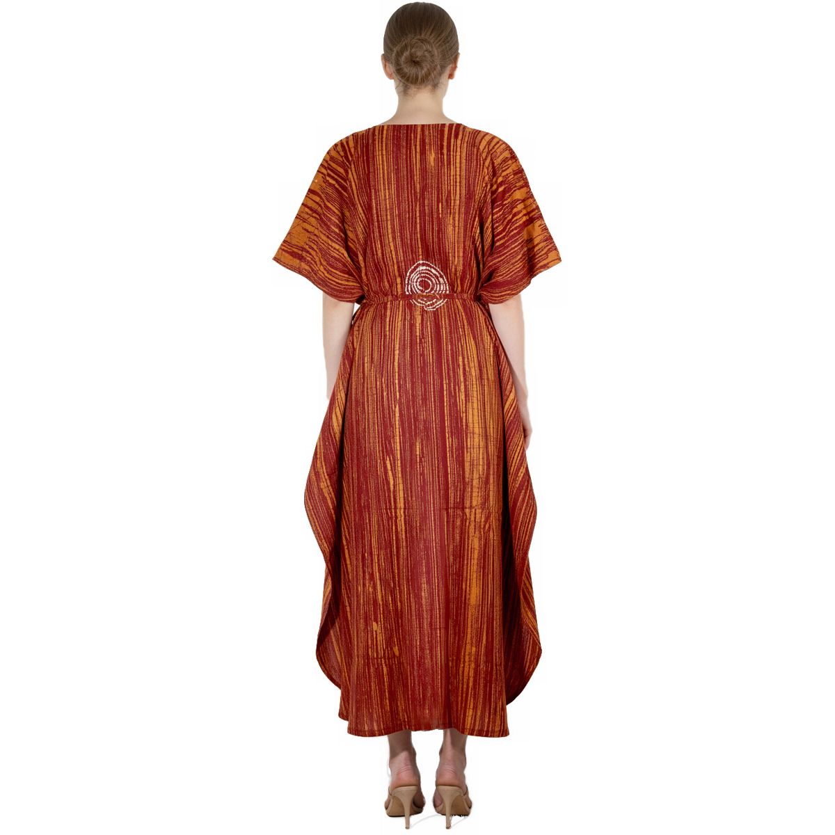 LA LEELA Summer Cotton Vacation Ready Caftan for Women Resortwear Holiday Cruise Pregnancy Wear Maxi Dress 2X-3X Red Wave - thumbnail 2