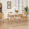 5 PCS Mid-Century Modern Dining Set, Faux Wood Top Dining Table, Dining Chairs with Rubberwood Frame and Polyester Cushion-Coolbibila - 2 of 4