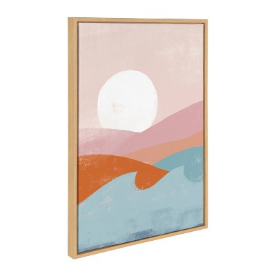 Endless Summer Sunset Abstract Canvas Print with Natural Frame