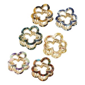 Unique Bargains Women's Acrylic Flower Hair Claw Clip 1.97"x1.77"x1.30" Multicolor 6 Pcs - 1 of 4