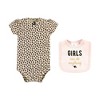Hudson Baby Infant Girl Cotton Sleep and Play, Bodysuit and Bandana Bib Set, Cinnamon Hearts - 3 of 4