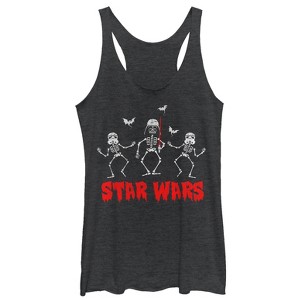 Women's Star Wars Halloween Vader Skeletons Racerback Tank Top - 1 of 3