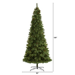 10ft. Pine Artificial Christmas Tree with 1875 Branches – Towering Elegant Seasonal Holiday X-Mas Centerpiece - 1 of 4