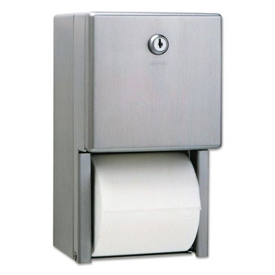 Bobrick B-2888 6-1/16 in. x 5-15/16 in. x 11 in. Stainless Steel 2-Roll Tissue Dispenser - Stainless Steel
