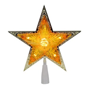 Northlight 9" Pre-Lit Gold and Amber Crystal 5 Point Star Christmas Tree Topper - Clear Lights - 1 of 3