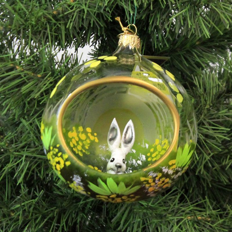 Morawski 4.5 Inch Silver Grey Bunny In Diorama Ornament Easter Spring Rabbit Tree Ornaments, 2 of 4