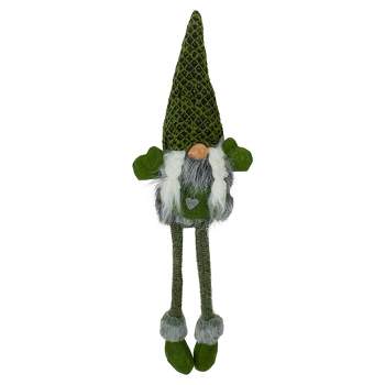 Northlight 23" Black and Dark Green Sitting Girl Gnome Christmas Tabletop Decoration