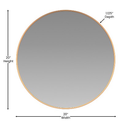 20" Round Gold Aluminum Framed Accent Mirror