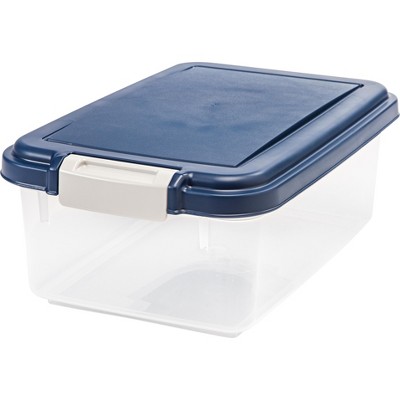 Navy Blue Airtight Plastic Pet Food Storage Container Combo with Casters