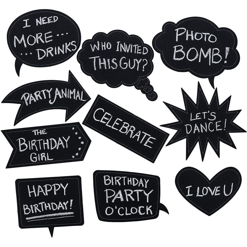 60-Pack Writable Chalkboard Photo Booth Props for Weddings and Parties, Assorted, 3 of 7