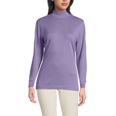 Lands' End Women's Relaxed Cotton Long Sleeve Mock Turtleneck