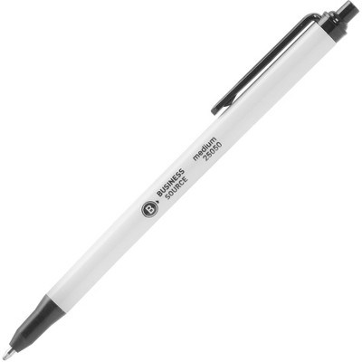 Business Source Ballpoint Pen Retract Clip Medium Point Black Ink 25050