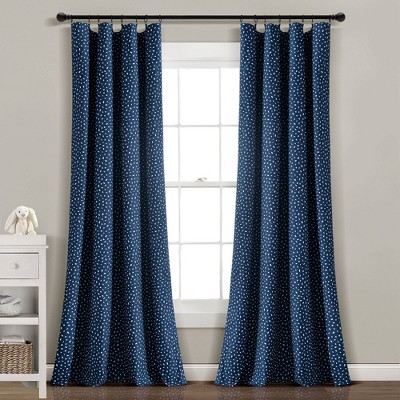 Image of 52"x84" Kids' Pixie Fox Geo Blackout Single Window Curtain Panel Navy - Lush Décor