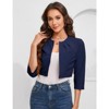 Womens Cropped Blazer Casual Business 3/4 Sleeve Collarless Open Front Cardigan Work Jacket Shrug - 4 of 4