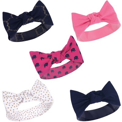Yoga Sprout Baby and Toddler Girl Cotton Headbands 5pk, Metallic Elephant, 0-24 Months