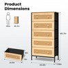 Pellebant 5 Drawers Rattan dressers for bedroom Storage Tower Tall Fabric Dresser Wood Top Wood Handles - 2 of 4