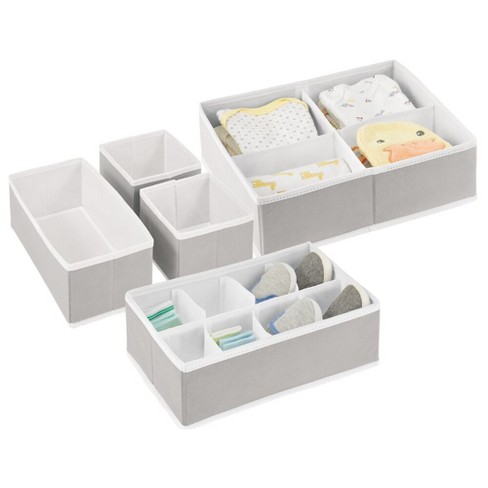 Mdesign Fabric Baby Nursery Divided Organizers, Set Of 5, Stone