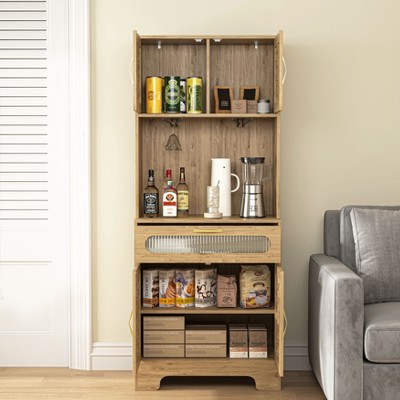 Okak Country Style Sideboard Pantry Cabinet with 3 Large Doors Cabinet, Storage Cabinet for Kitchen,Dining Room,Office,Entryway