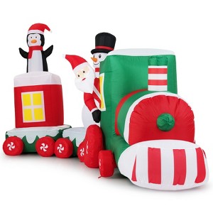 Tangkula 11.5 Ft Outdoor Christmas Inflatable Train Blow up Xmas Train Decoration w/ Santa Multicolor - 1 of 1
