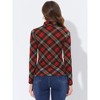 Allegra K Women's Turtleneck Long Sleeve Stretch Slim Plaid Casual Blouse - 3 of 4