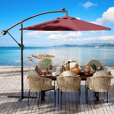 10 FT Patio Umbrella for Outdoor, Outdoor Umbrella With Push Button Tilt and Crank With Cross Base With 8 Sturdy Ribs for Deck Pool Garden Backyard