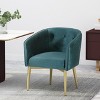 KWPZQEB Velvet Dining Chair with Arms, Accent Side Chair with Upholstered, Tufted Kitchen Chairs with Durable Iron Legs for Dining Room, Restaurant - 2 of 4