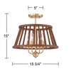 Possini Euro Design Givens 15 3/4" Modern Semi Flush-Mount Ceiling Light Fixture Kitchen Foyer Round 4-Light Brown Satin Bronze and Wood Finish Metal - 4 of 4