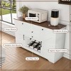 AENKYO 54" Buffet Sideboard with Storage, Kitchen Island with Wood Top, 4 Drawers, Wine Rack & Towel Bar, Dining Table, White - 4 of 4