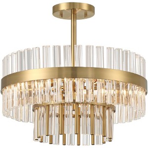 Possini Euro Design Jenna Modern Ceiling Light Semi Flush-Mount Fixture 16" Gold 3-Light Clear Crystal Glass for Bedroom Kitchen - 1 of 4