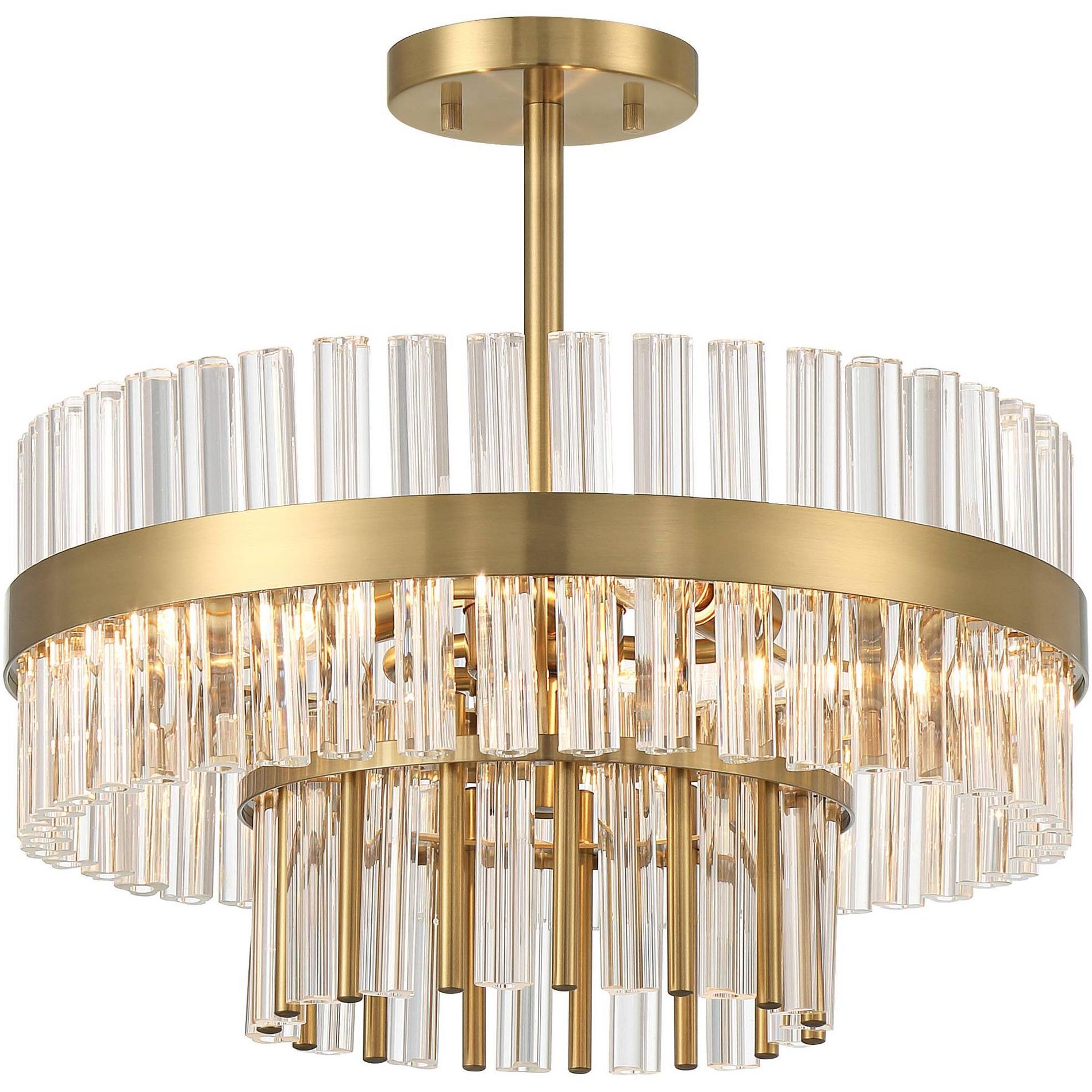 Possini Euro Design Jenna Modern Ceiling Light Semi Flush-Mount Fixture 16" Gold 3-Light Clear Crystal Glass for Bedroom Kitchen