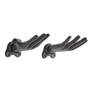 Danya B Palms Up Dark Brown Cast Iron Wall Mount Hook Set (Set of 2) - 1 of 4