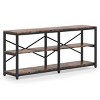 INFURNIC Decorative Bookshelf 70.9" Extra Long Console Table 3 Tier Industrial Storage Shelf Modern Design, Brown, 70.87"*11.81"*31.89" - 2 of 4