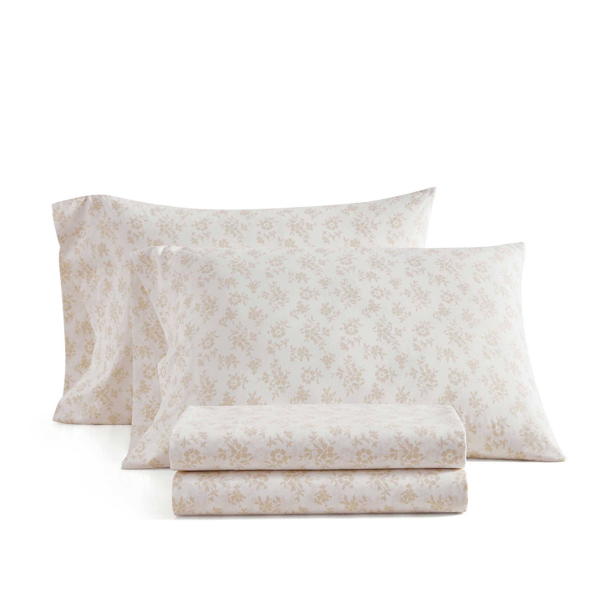 Martha Stewart King Ms Core Floral Sheet Set White