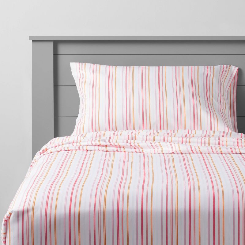 Rainbow Microfiber Striped Kids' Sheet Set - Pillowfort™, 1 of 8