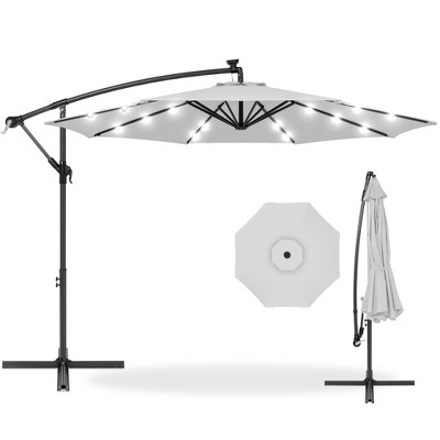 Best Choice Products 10ft Solar LED Offset Hanging Outdoor Market Patio Umbrella w/ Adjustable Tilt